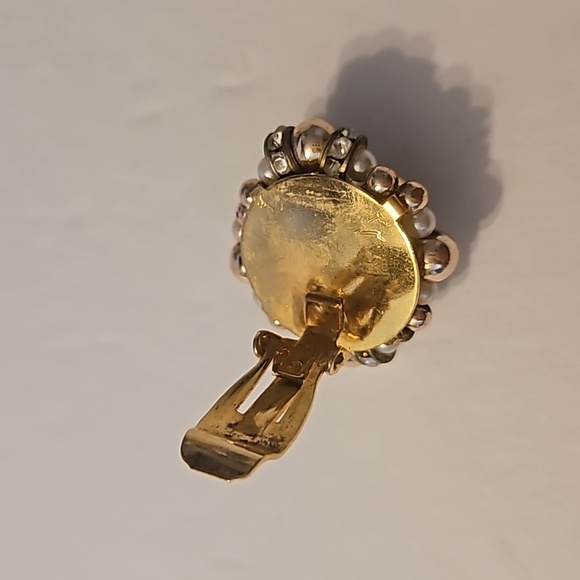 Faux Pearls, Goldtone Beads & Silvertone Rhinestone Rondells Clip-on Earrings - Picture 7 of 7